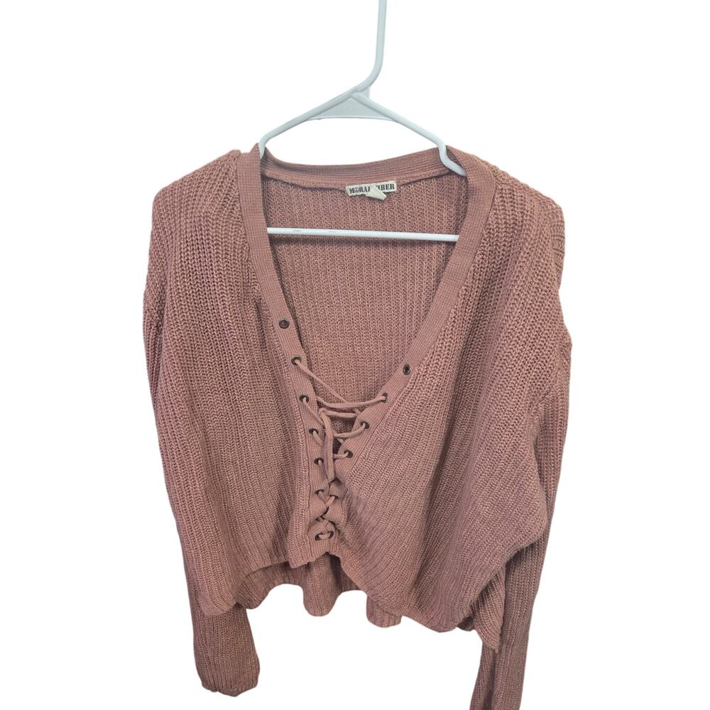Blush Lace Up Sweater - Moral Fiber - XL